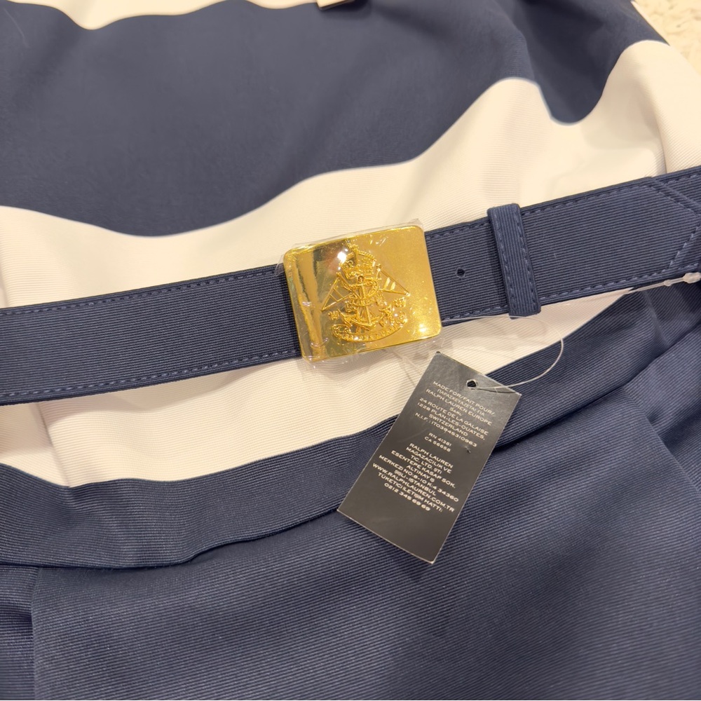 Ralph Lauren Striped Belted Faille Gown - Picture 9 of 13